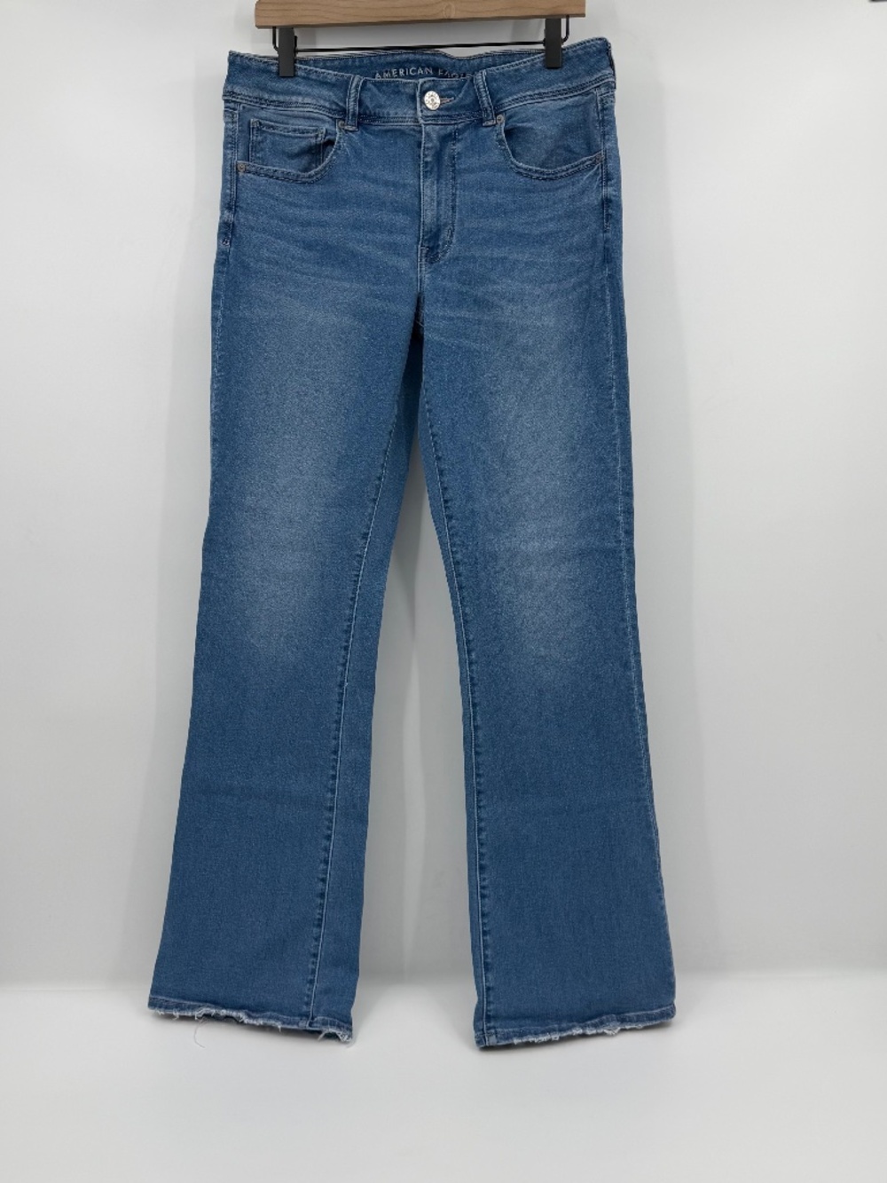 American Eagle Jeans Women 12 Long Blue Kick Boot Next Level Stretch Mid Rise